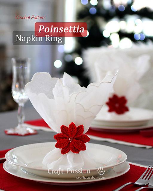 Crochet Poinsettia Napkin Ring