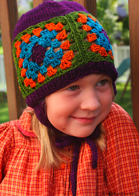 Granny Hybrid Hat (Knit + Crochet)