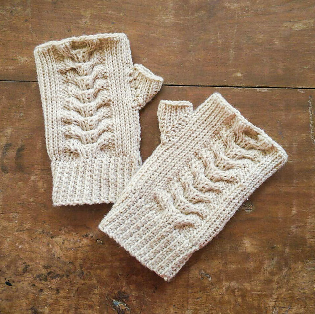 Desert Fern Tunisian Mitts