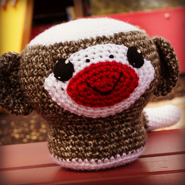 Crochet Sock Monkey, 8 inch