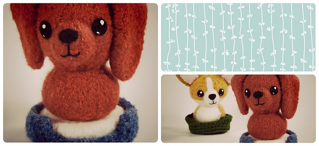Felted Knit Amigurumi Dog Bed