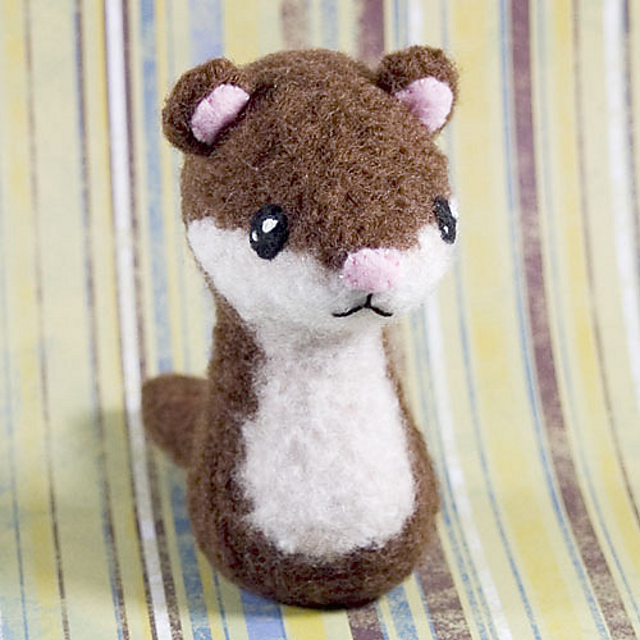 Felted Knit Amigurumi Weasel
