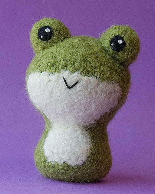 Felted Knit Amigurumi Frog