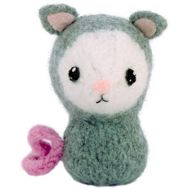 Felted Knit Amigurumi Opossum