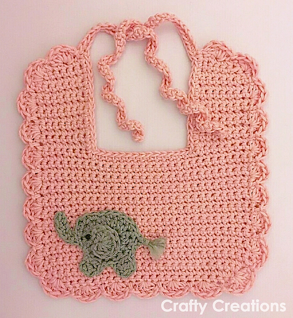 Baby Bib with Elephant Appliqué