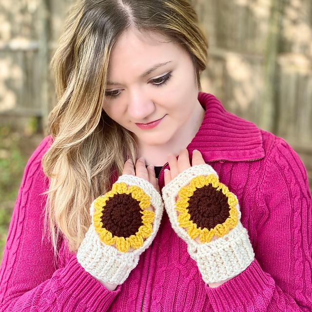 Sunflower Fingerless Gloves