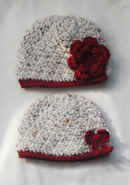 Flower or Bow Beanie Hat