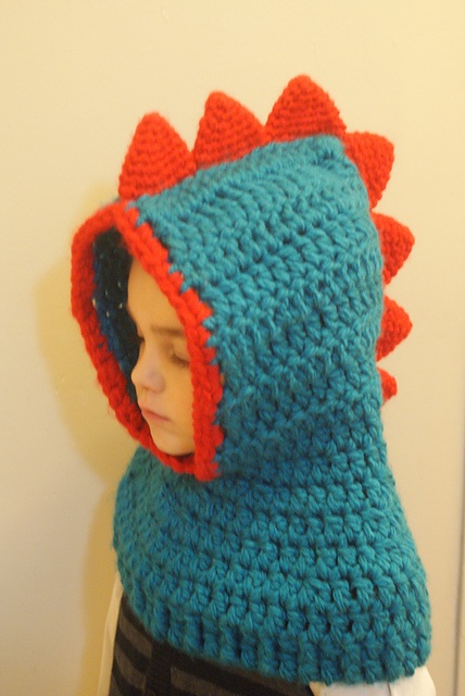 Hooded Blue Dinosaur Cowl