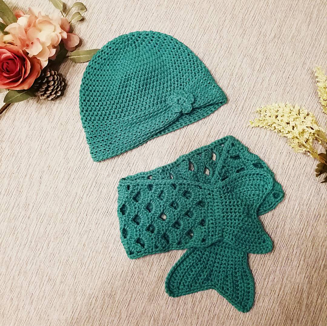 Mermaid Hat and Scarf
