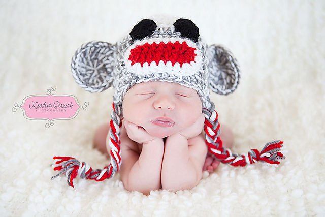 Sock Monkey Baby Hat