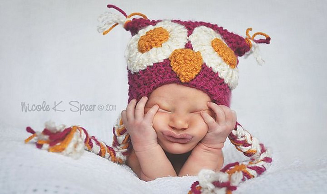 Square Owl Baby Hat