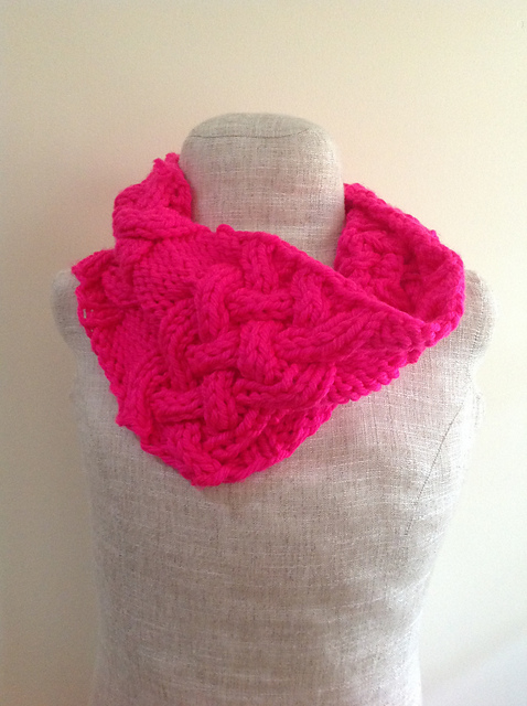 Pink Cabled Cowl