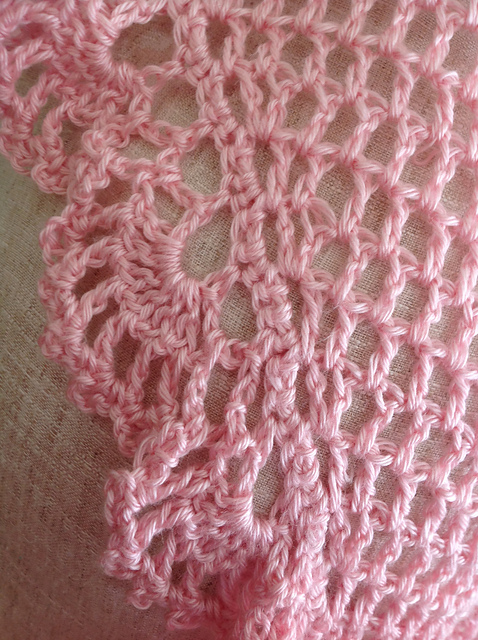 Pink Lacy Triangular Shawl