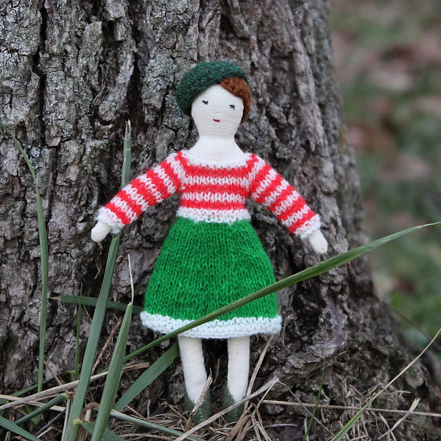 Striped Bodice Dress for Tiny Rag Dolls