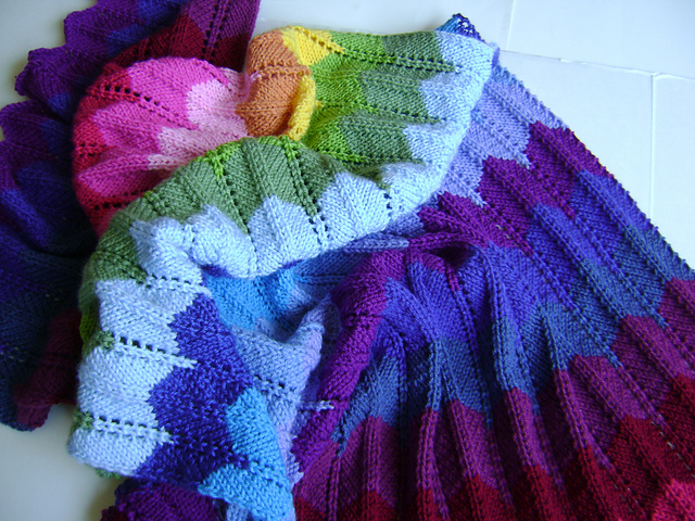 Knitting in Technicolor Chevron