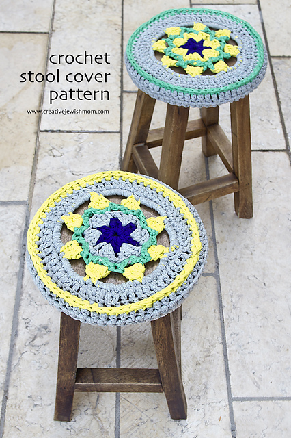 Crocheted Star Medallion Stool Cover