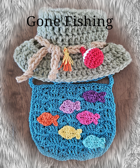 Gone Fishing Cat Bucket Hat and Bib