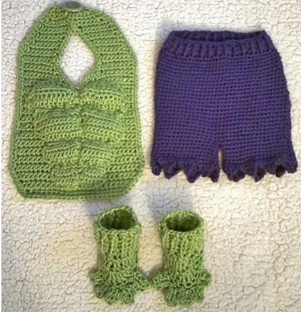 Incredible Baby Hulk Costume Bib Ensemble