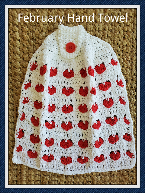 February Hearts Hanging Hand Towel