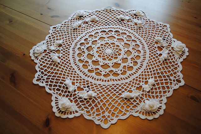 White Rose Doily
