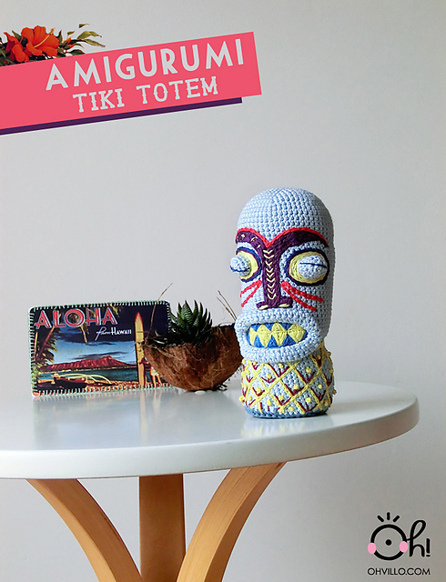 Totem Tiki amigurumi embroidery amigurumi