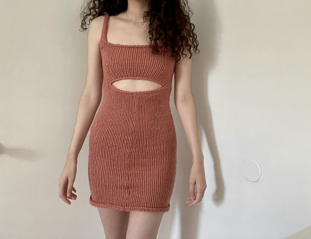 knitted dress pattern free Free Red Heart Layered Lace Dress Knitting Pattern main image 0