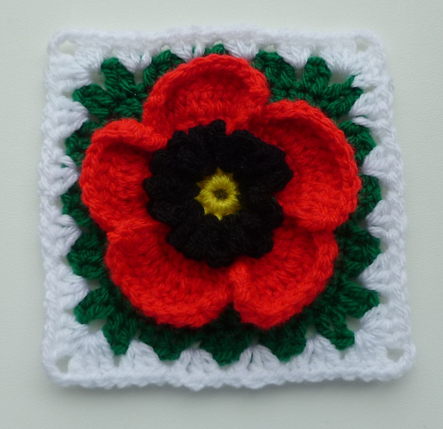 Poppy in granny square