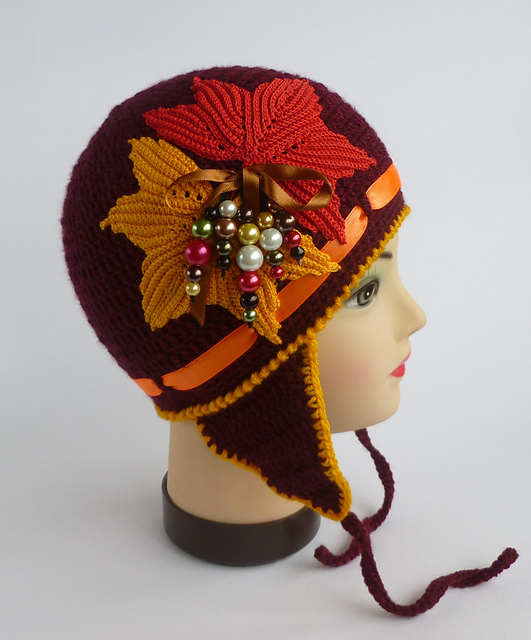 Golden Autumn Hat with Applique
