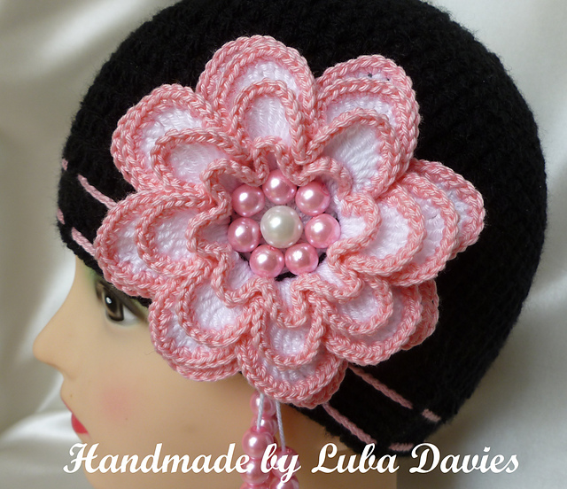 MISS ROSY hat for girls with big 4 layers flower