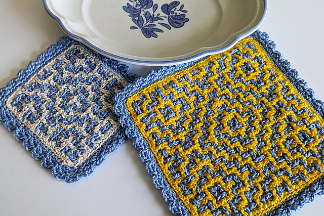 Persimmon Flower Woven Hot Pad Set