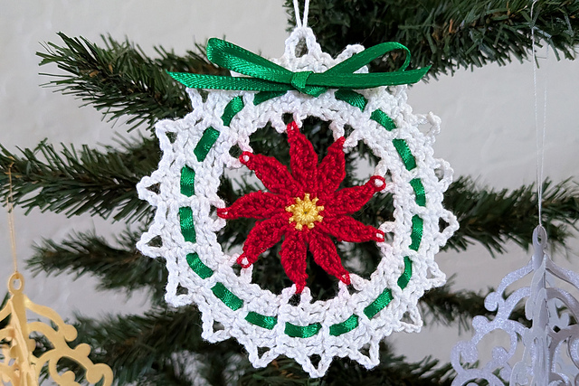 Poinsettia Wreath Ornament