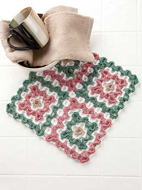 Four Squares Wiggly Dishcloth