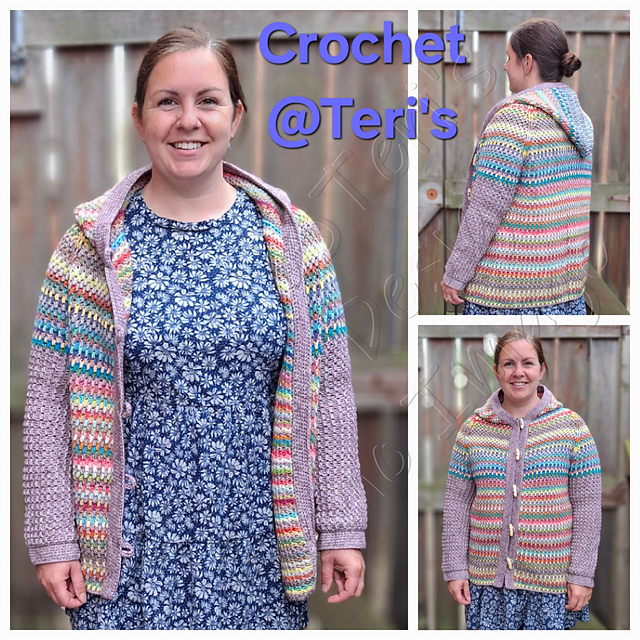 Colourful Mosaic Hooded Cardigan