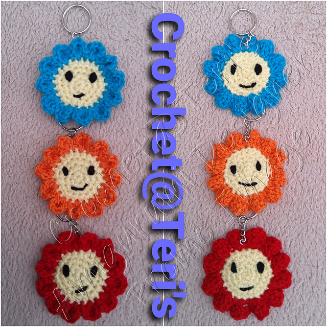 2 Faced Flower Keychains