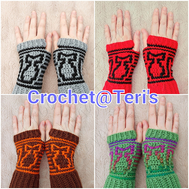 Skeleton Cat Mosaic Gloves