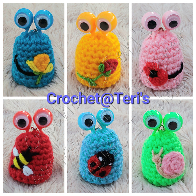 Googly Eyed Aliens in the Garden Keychains