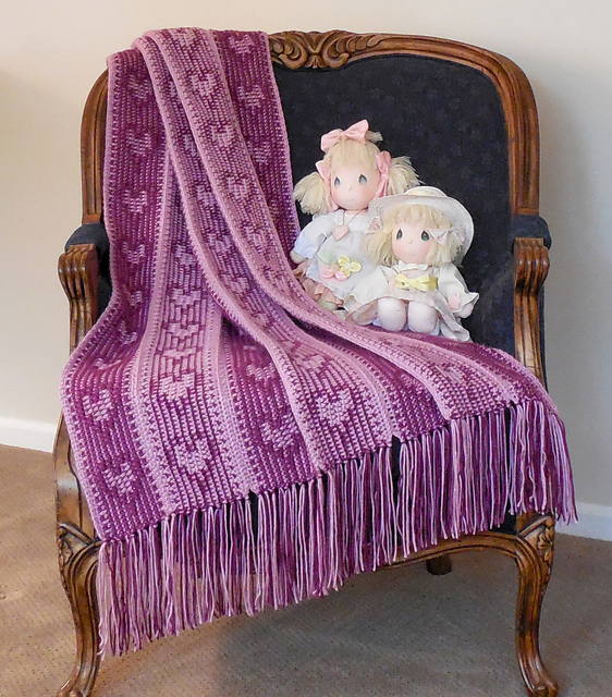 Ribbons of Hearts Reversible Afghan