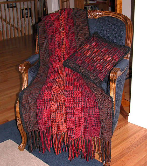 Fiery Plaid Afghan