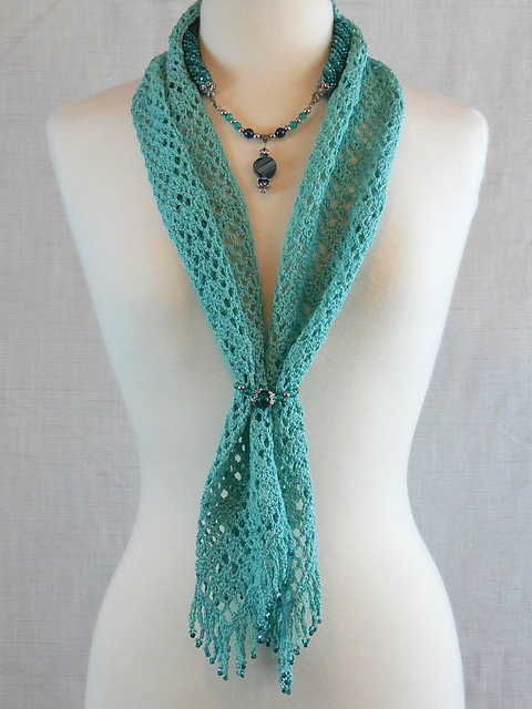 Aqua Beaded Bliss Scarf