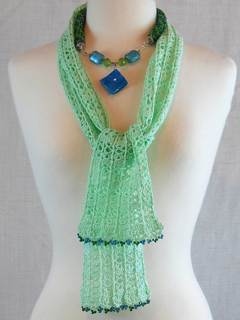 Light Green Beaded Bliss Scarf