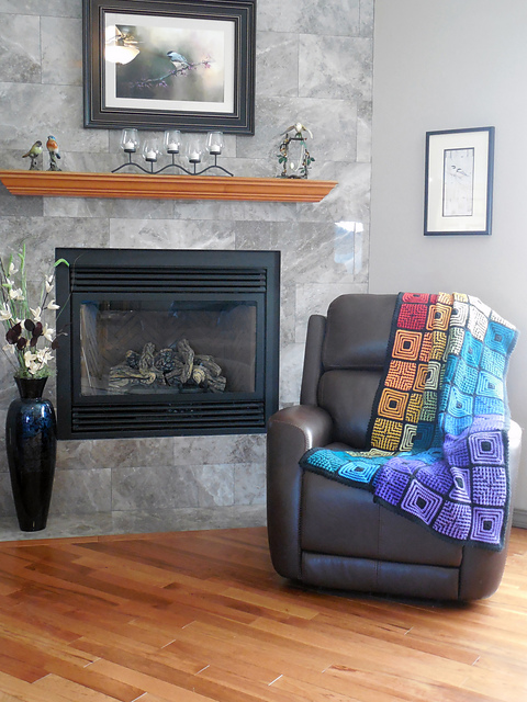 Rainbow Squares Afghan