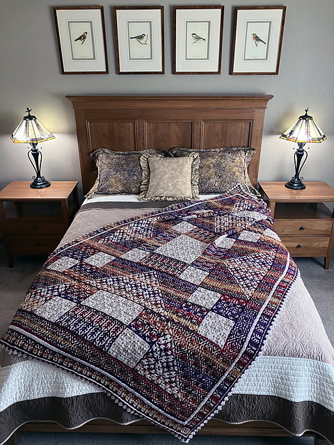 Blackwork Jacob's Ladder Afghan