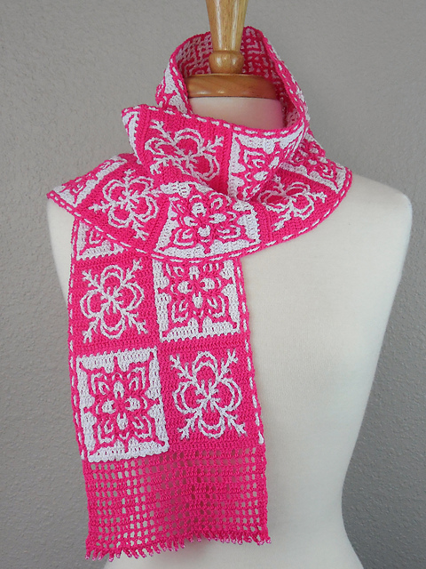 Checkered Floral Scarf