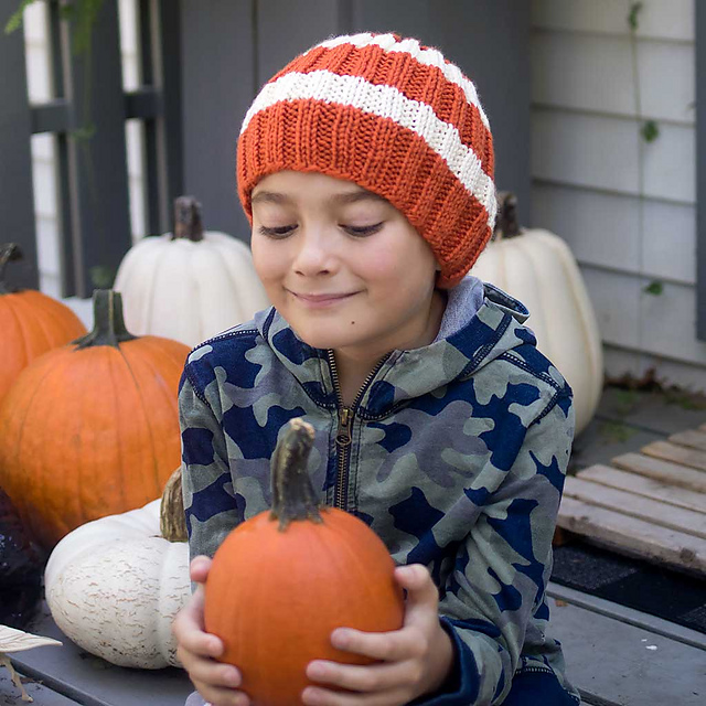 Kids Striped Ribbed Hat