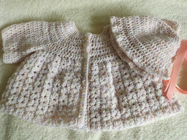 No 40 Puff Stitch Shell Matinee Coat and Bonnet