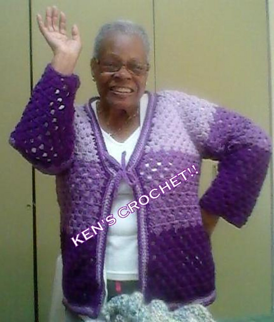Adult V-Neck Granny Stitch Cardigan