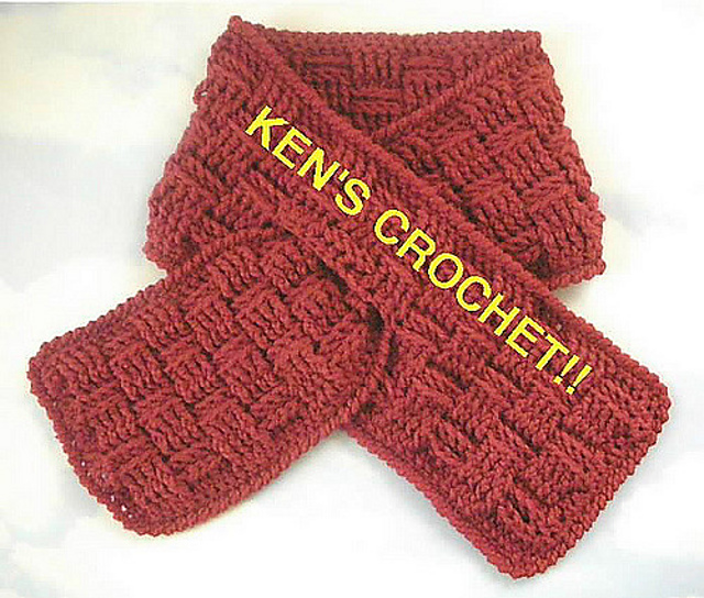 Basketweave Stitch Keyhole Scarf