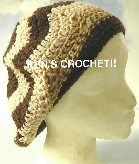 Striped 3 Color Rippled Beret