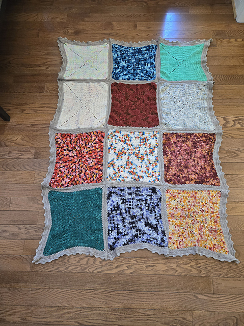 Solid Spike Stitch Granny Square Blanket