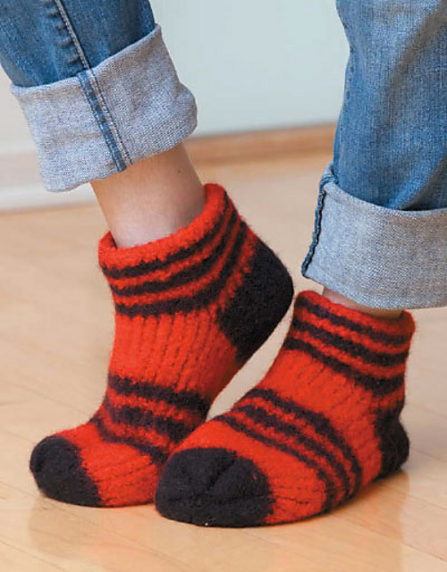 Felted Striped Slippers